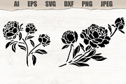 Stencils Peony Flower, a Seasonal Illustration by MARYCRAFTIRIA (Thumbnail 1 of 3)
