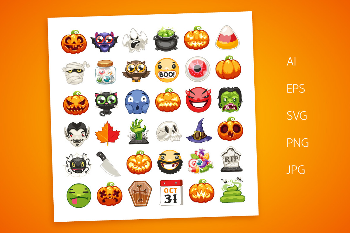 Halloween Emojis Set, an Emoji Icon by Voysla's Shop (Photo 2 of 6)