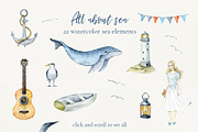 All about sea - watercolor clipart, a Decorative Illustration by long summer (Thumbnail 6 of 13)