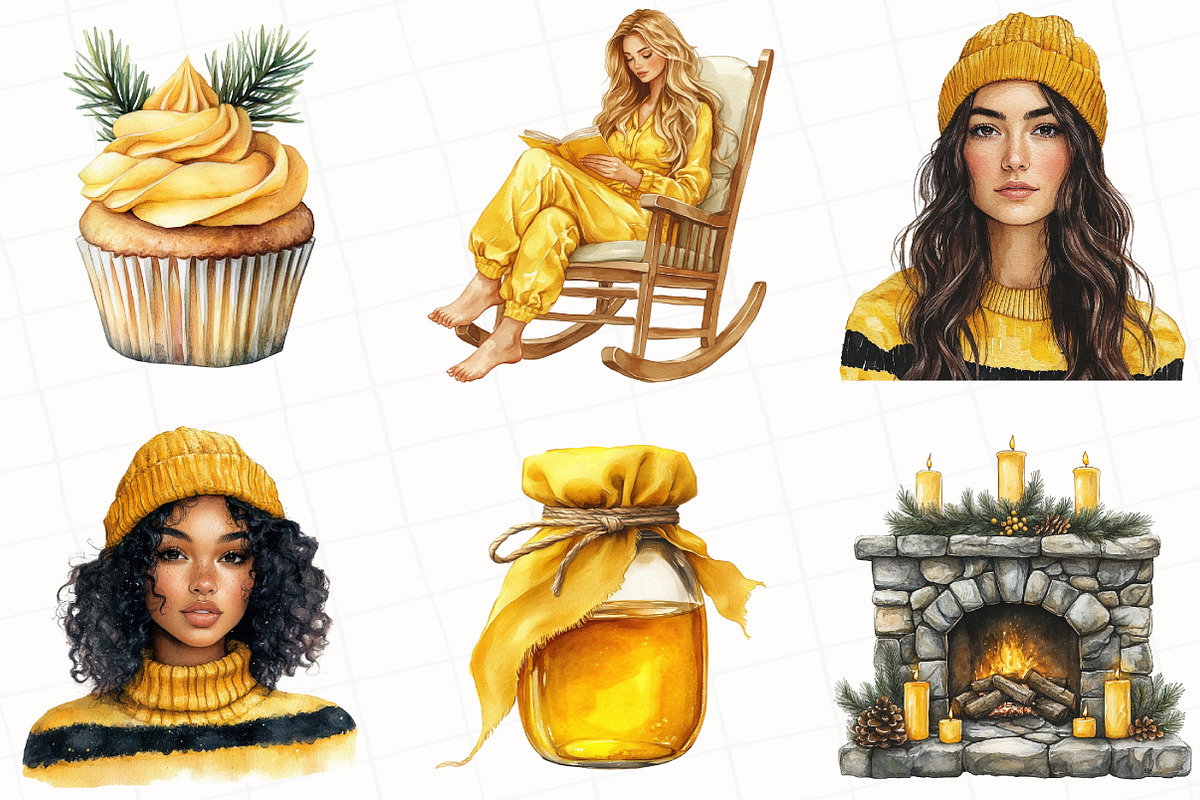 Watercolor Winter Honey Clipart, an Illustration by OK Design (Photo 5 of 5)