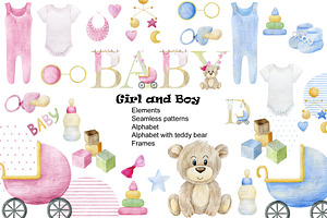 Baby boy and girl clipart., an Object Illustration by TaPilipa
