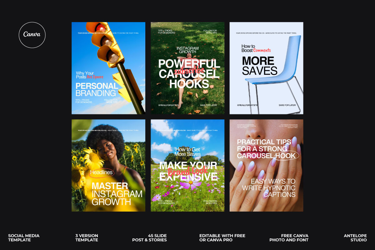 SOBER / Social Media KIT Canva, a Social Media Template by Antelope Studio (Photo 3 of 7)