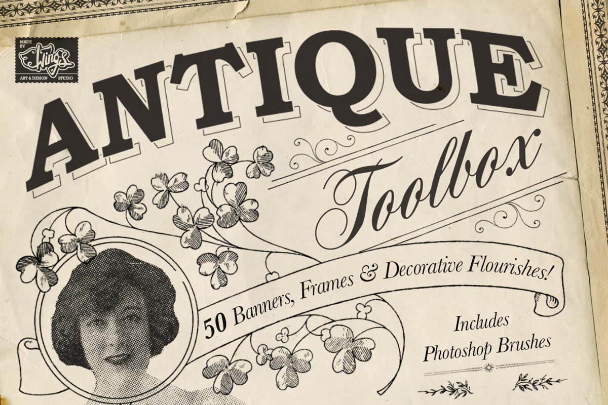 Antique Toolbox - 50 Vintage Brushes