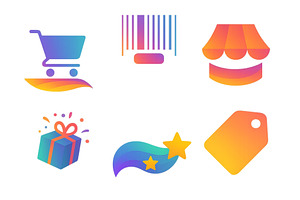 Colorful shopping icons depicting, an Object Illustration by ZinetroN