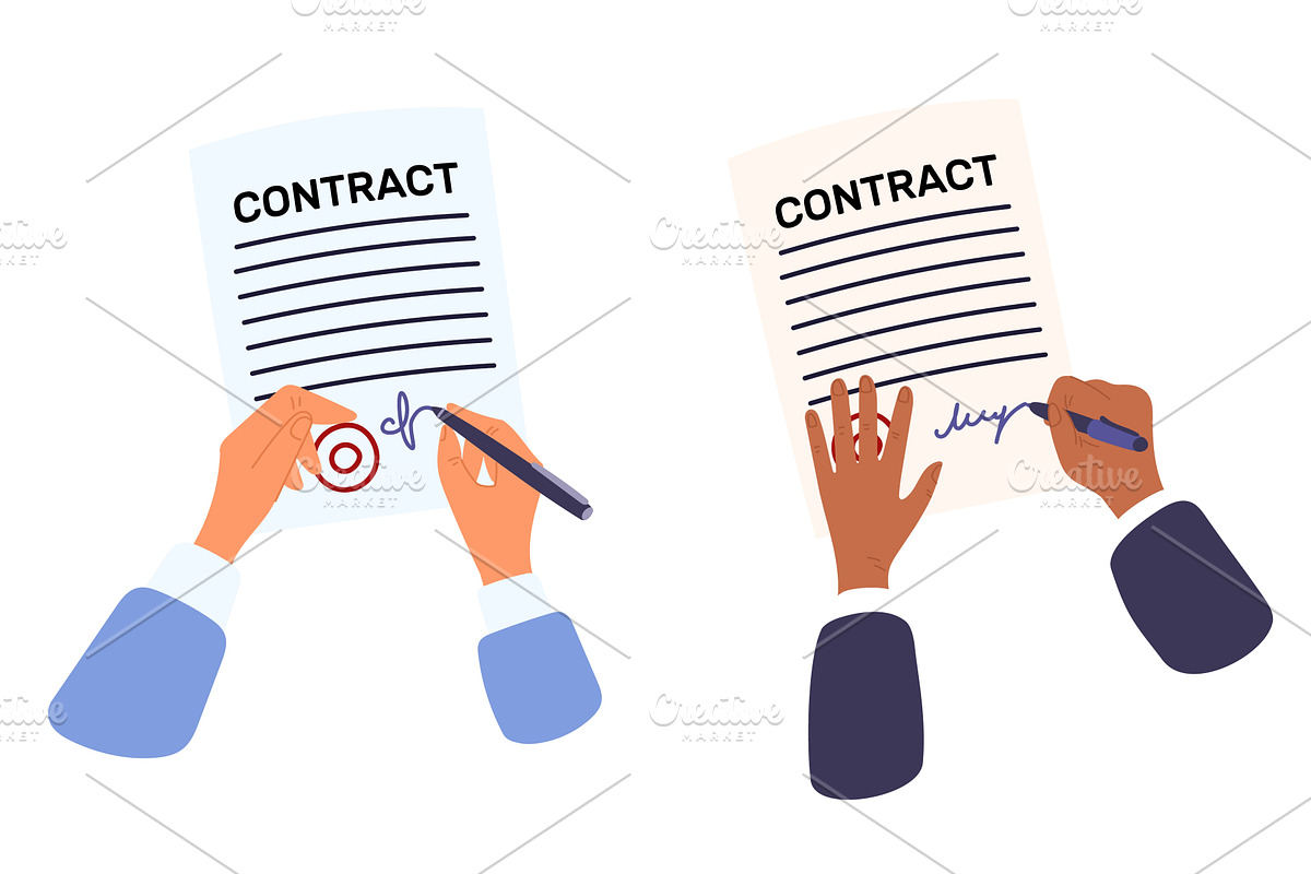 Businessman signing contract, a Finance Illustration by Vectorbuum