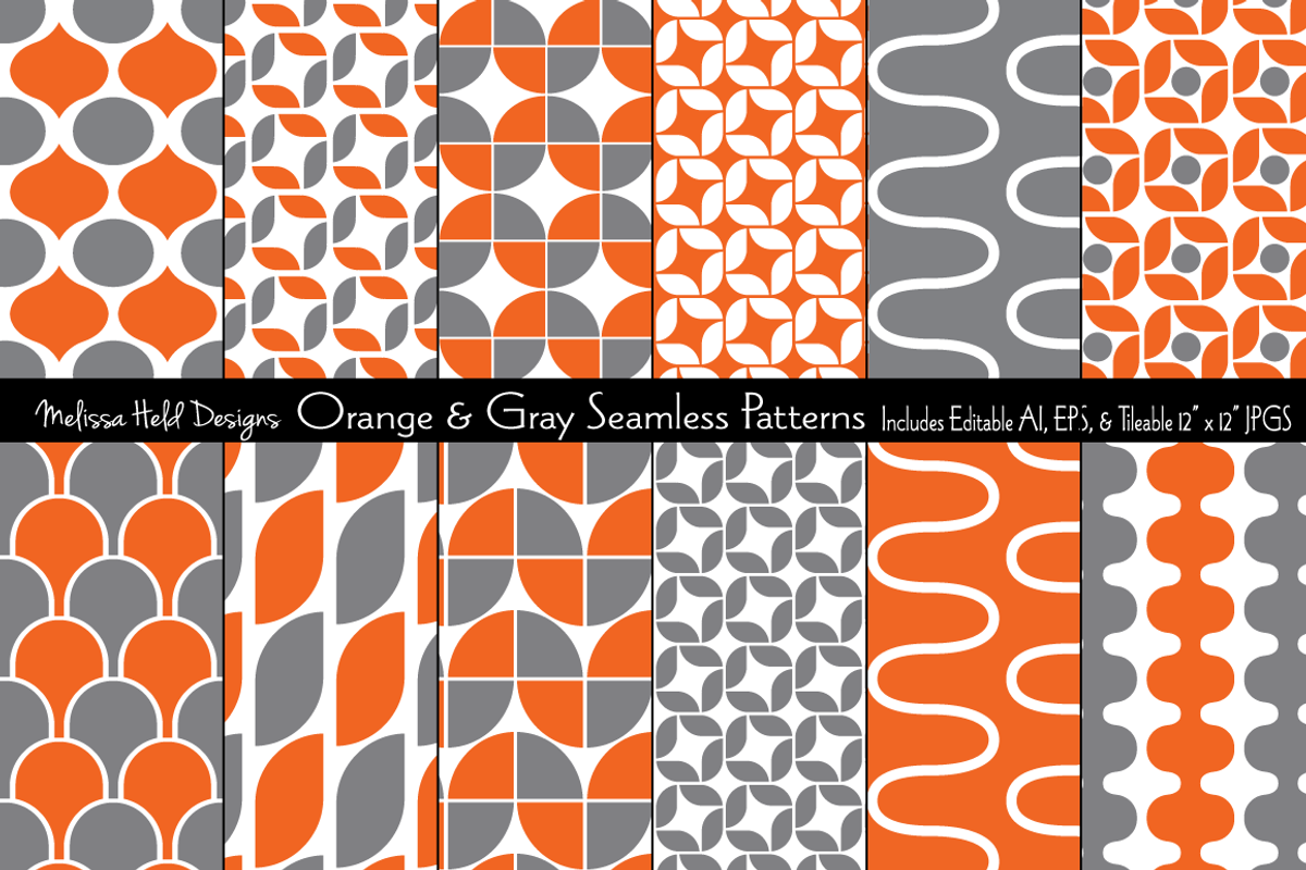 Orange & Gray Seamless Patterns