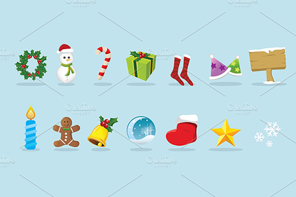 Lovely Christmas Icons, a Decorative Illustration by VectorCat