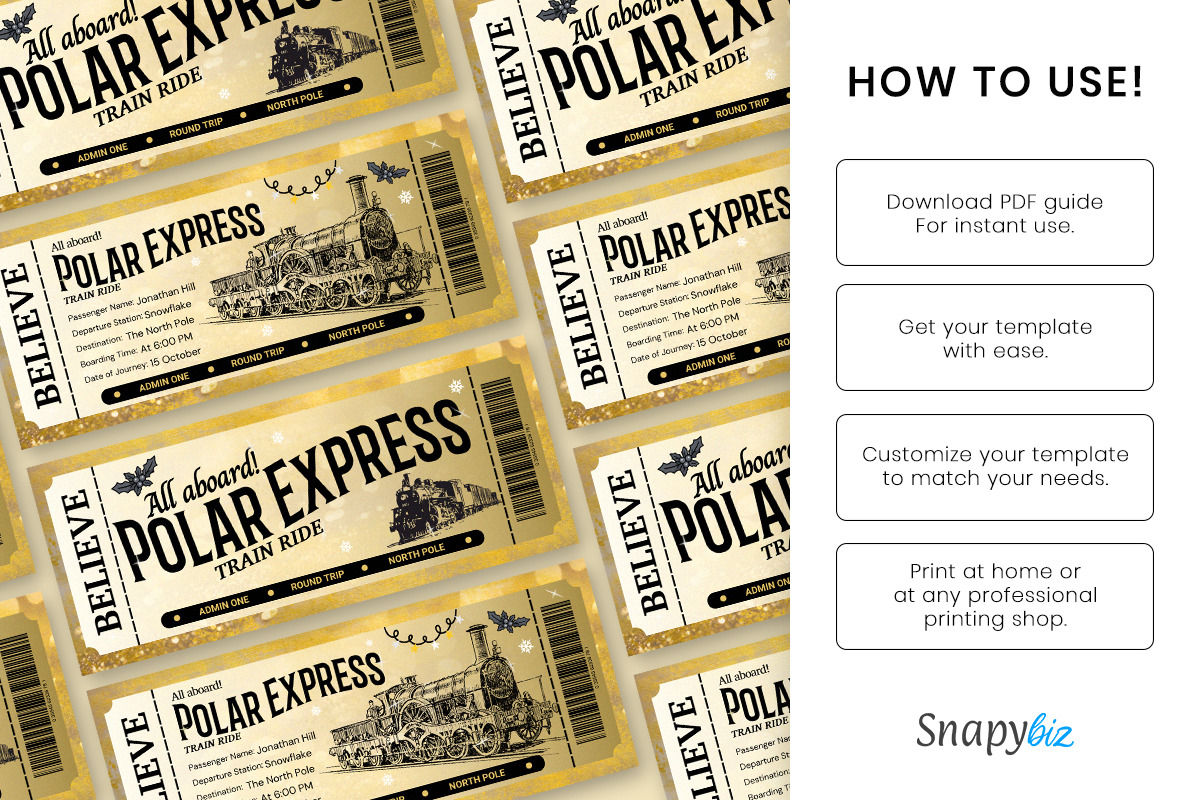 Personalized Polar Express Ticket, a Print Template by Snapybiz (Photo 6 of 11)