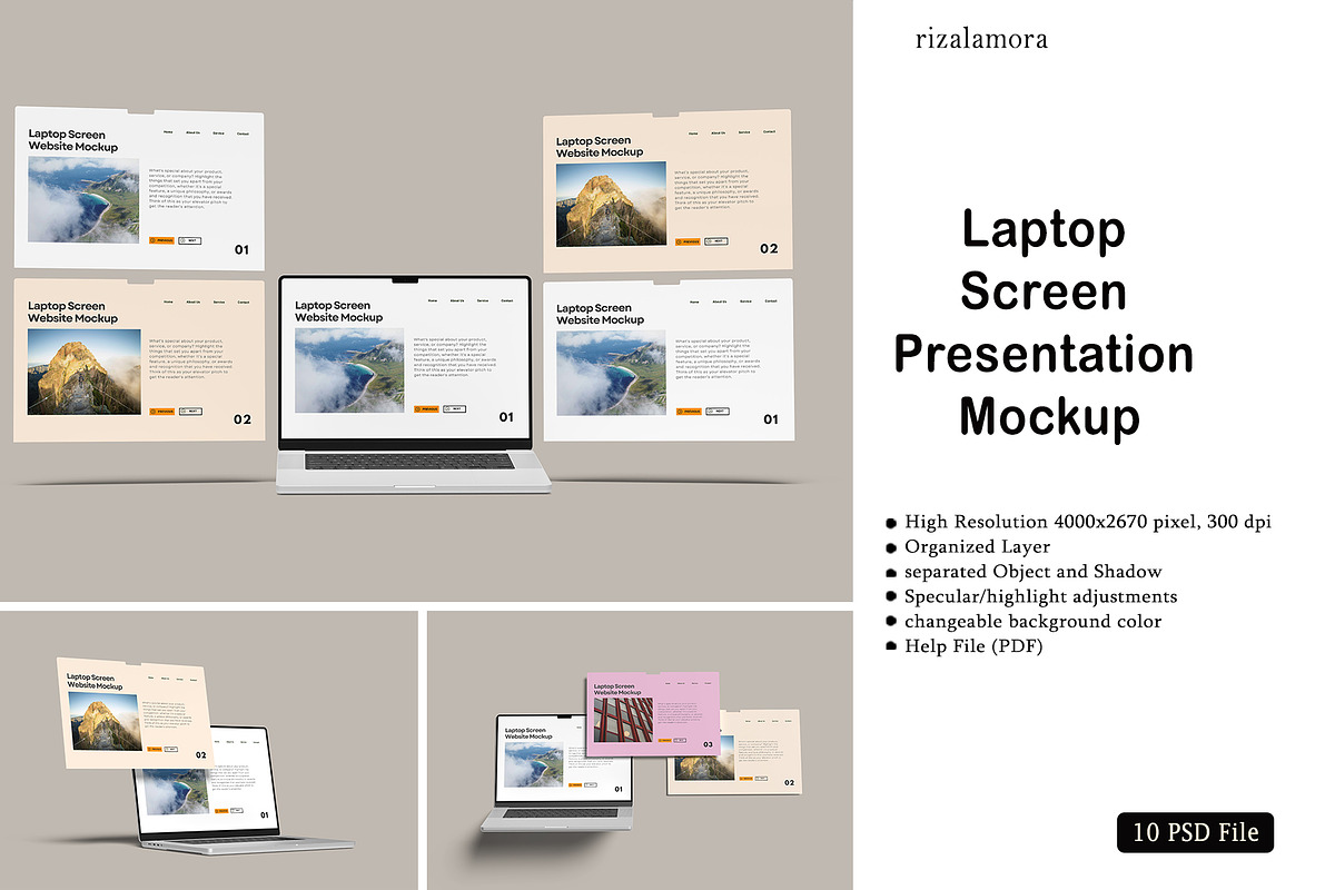 Laptop Screen Presentation Mockup, a Device Mockup by rizalamora (Photo 1 of 11)