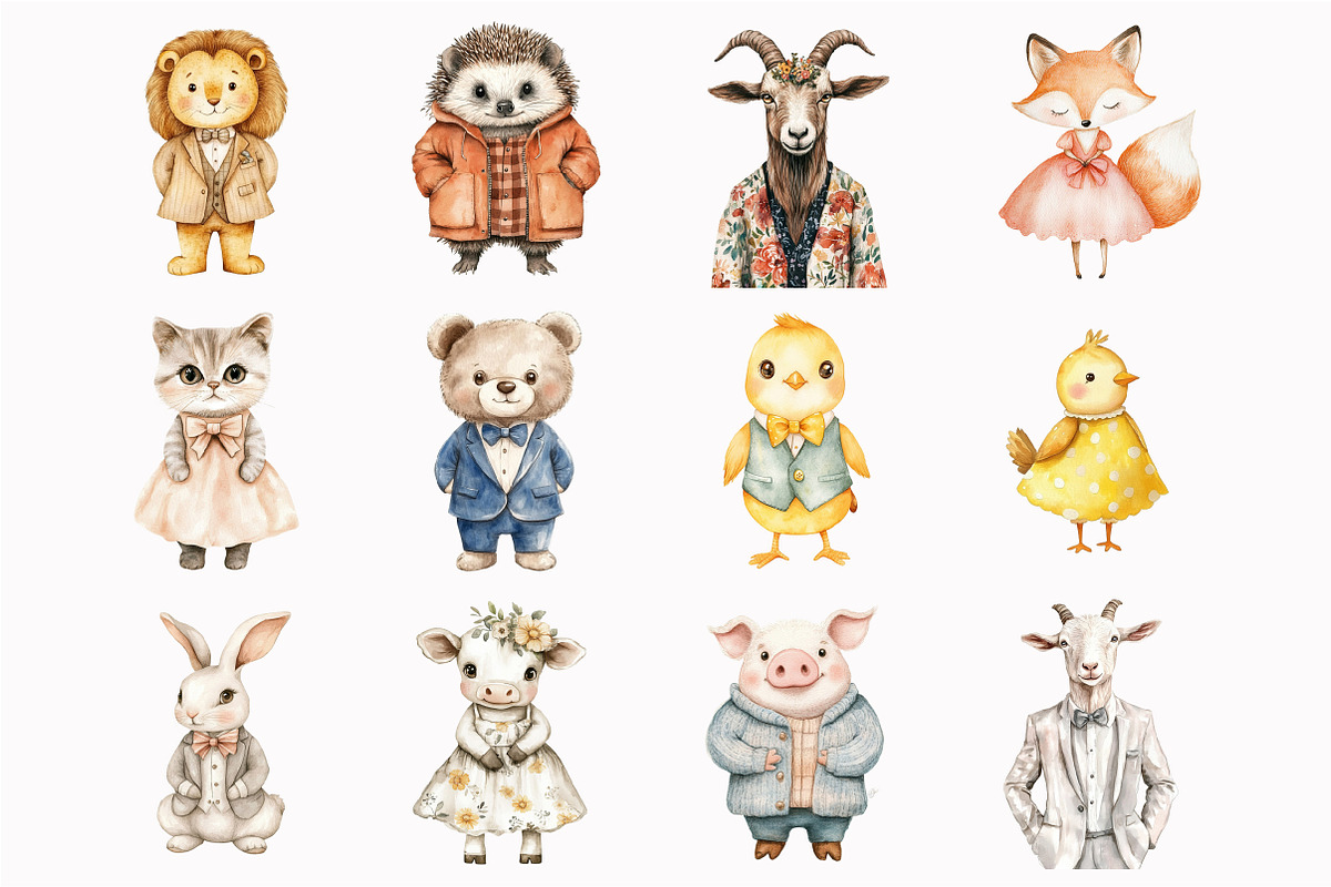 Watercolor Woodland Animals Clipart, an Illustration by Design Market (Photo 3 of 4)
