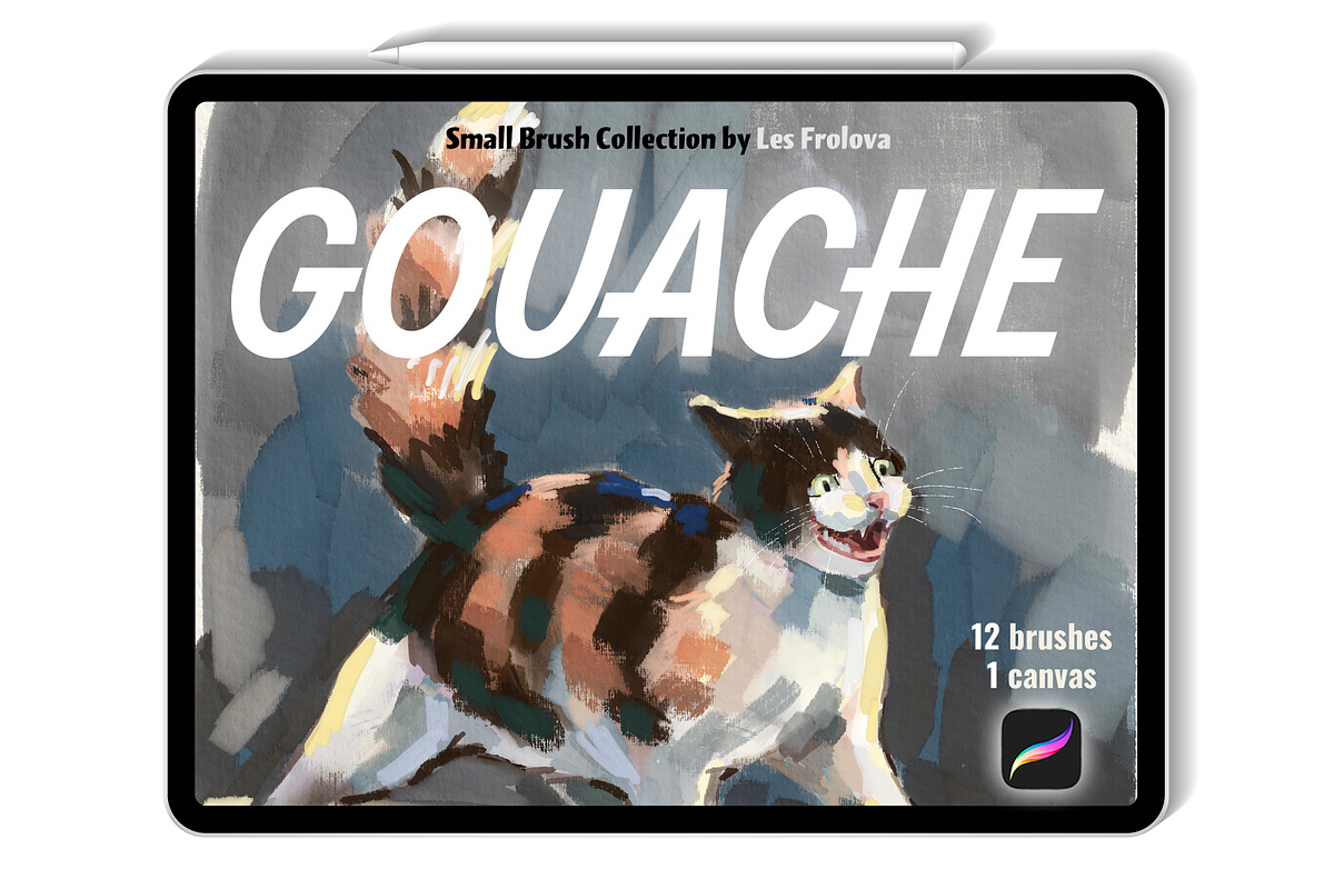 Gouache Brushes for Procreate, a Brush Add-On by Les Frolova (Photo 1 of 9)