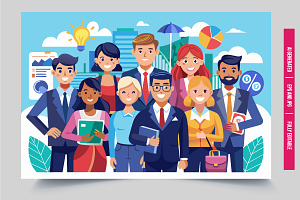 Diverse team city office, an Illustration by Tanuart