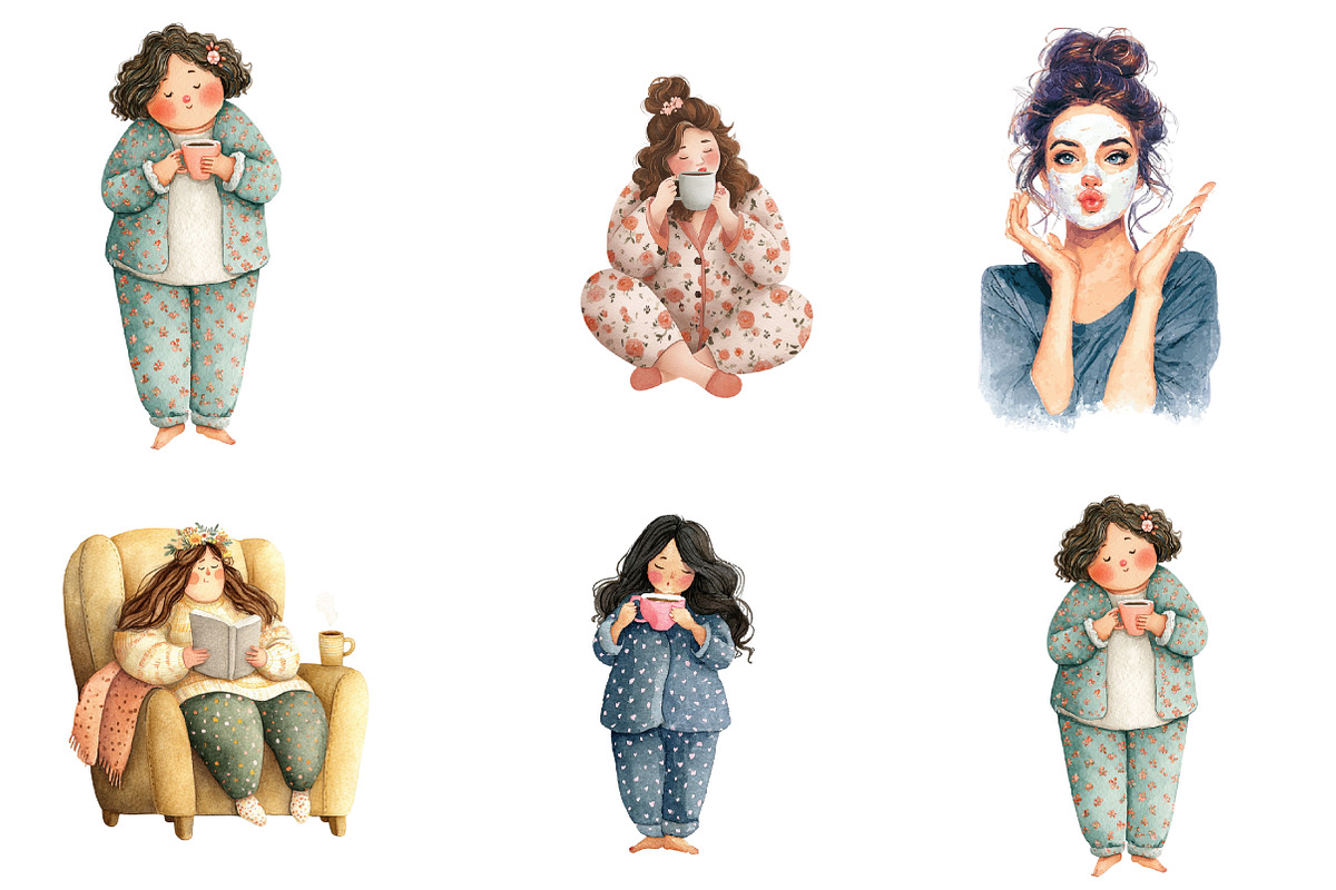Curvy Girl Self Care Watercolor Clip, an Illustration by DreamArtGraphic (Photo 3 of 3)