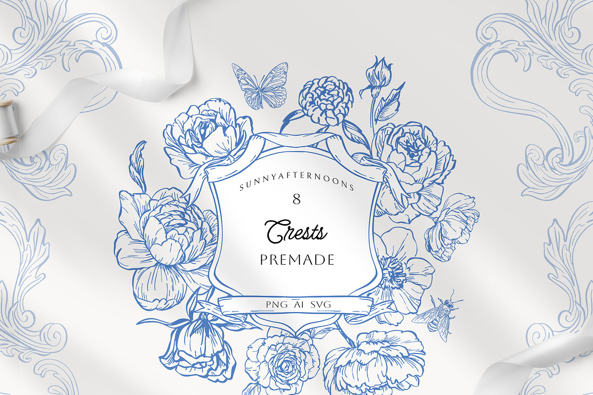 Azure Baroque LineArt, a Decorative Illustration by SunnyAfternoons (Photo 4 of 15)