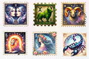 Zodiac Postage Stamps Clipart, an Illustration by CreationArt (Thumbnail 2 of 5)