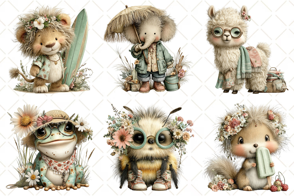 Whimsical Summer Animals Clipart, an Illustration by Black Bird Studio (Photo 4 of 5)