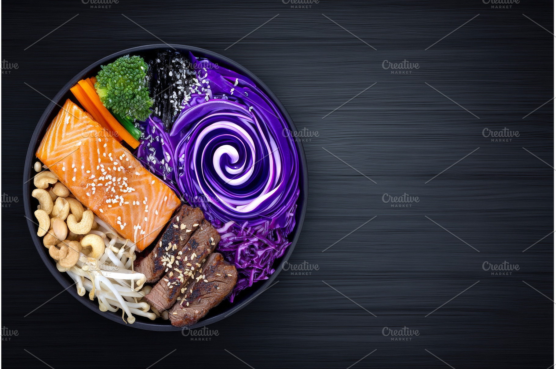 A top view of a dark background with, a Food & Drink Photo by ZinetroN
