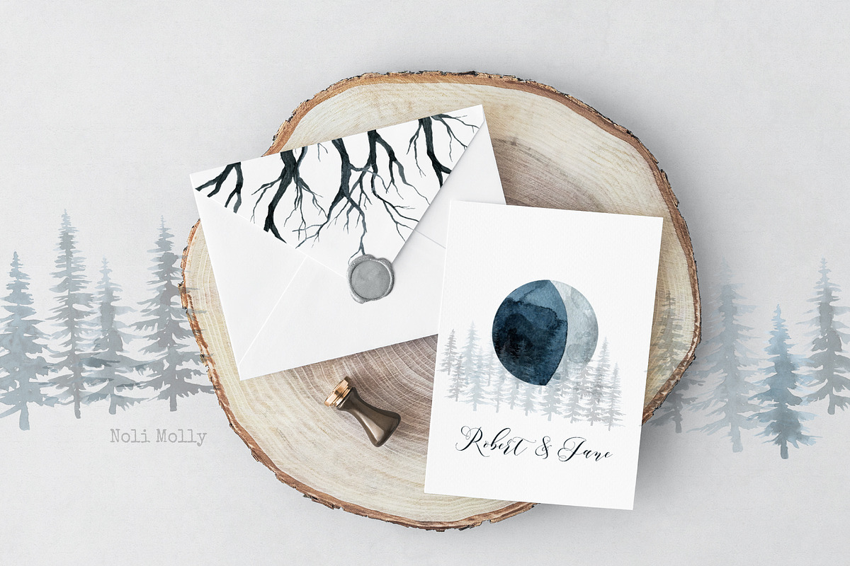 The Trees. Watercolor set., a Decorative Illustration by Noli Molly Store (Photo 7 of 8)