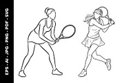 Woman Playing Tennis Line Art, an Object Graphic by nandinigraphics (Thumbnail 5 of 7)