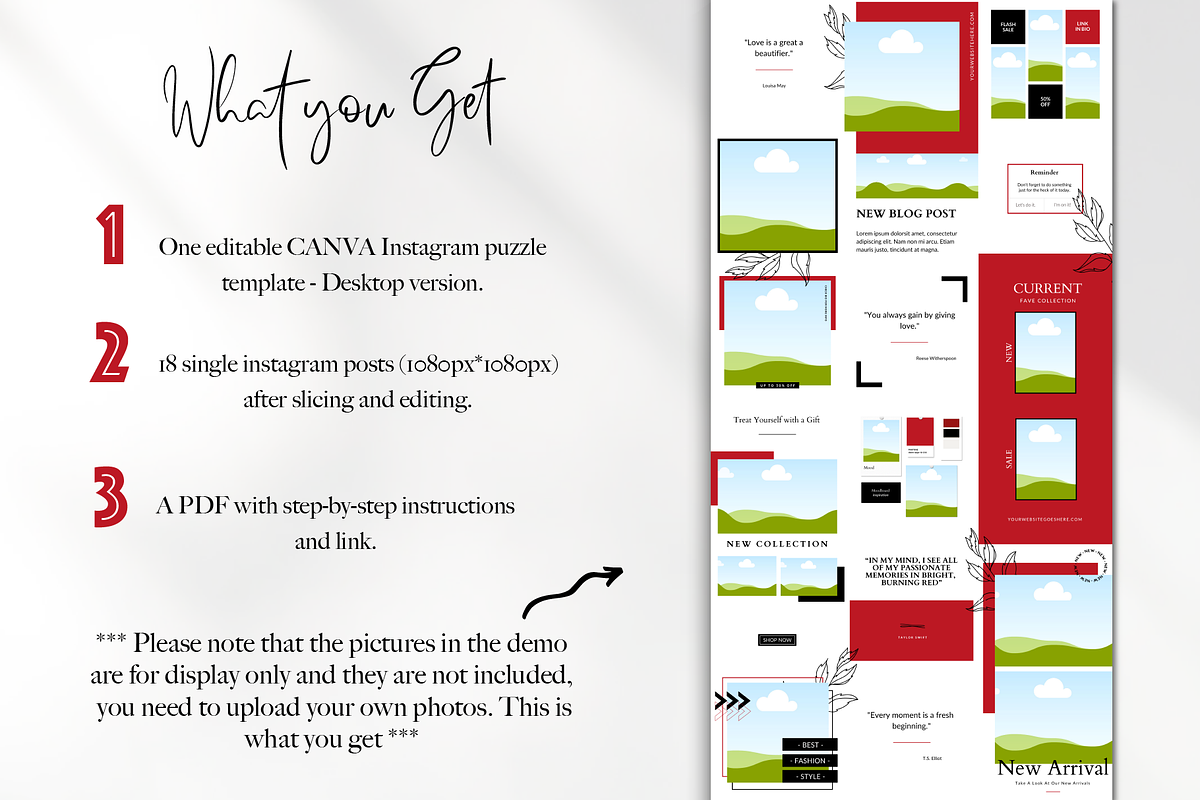 Red Instagram Puzzle Template