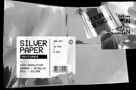 Silver Paper Textures + 5 Mockups, a Texture Graphic by Marie T