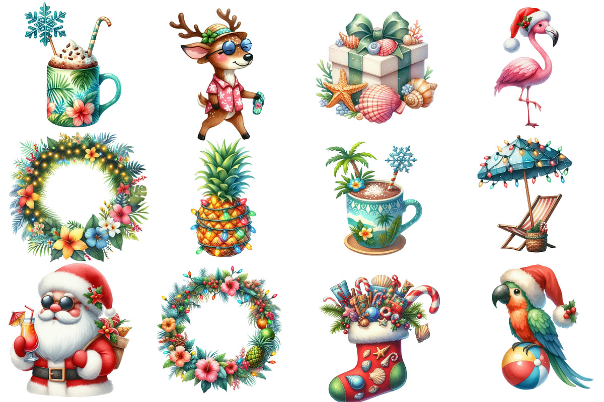 Summer Christmas PNG Watercolor, an Illustration by Designworld (Photo 2 of 6)