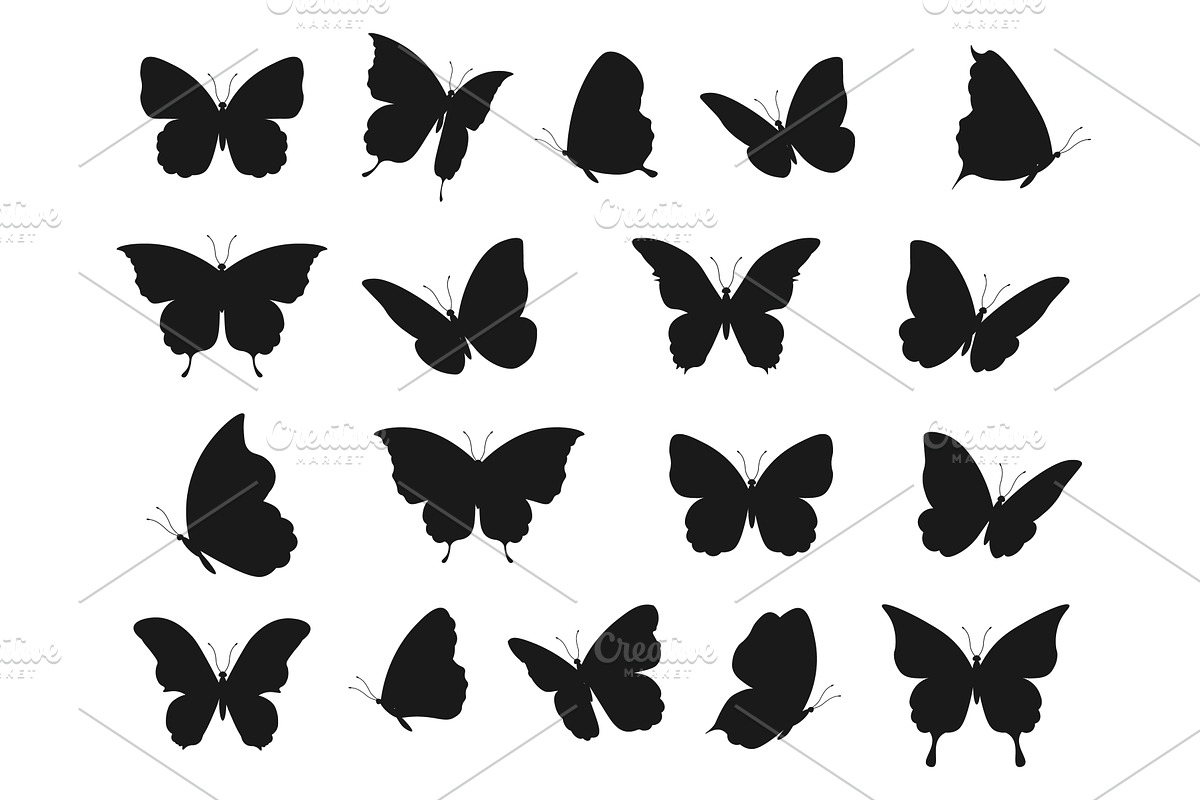 Butterfly tattoo silhouettes, a Graphic by Onyx
