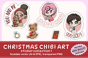 Valentine Chibi Art Sticker 1, an Illustration by vectstudio (Thumbnail 1 of 3)