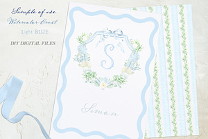 Wedding Hydrangea Watercolor Crest