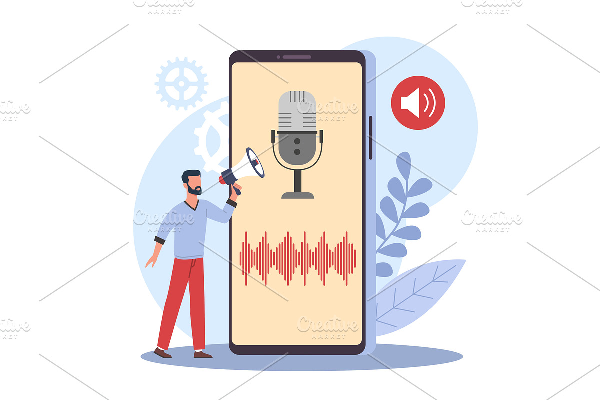 Voice control. Process of recording, a Technology Illustration by YummyBuum