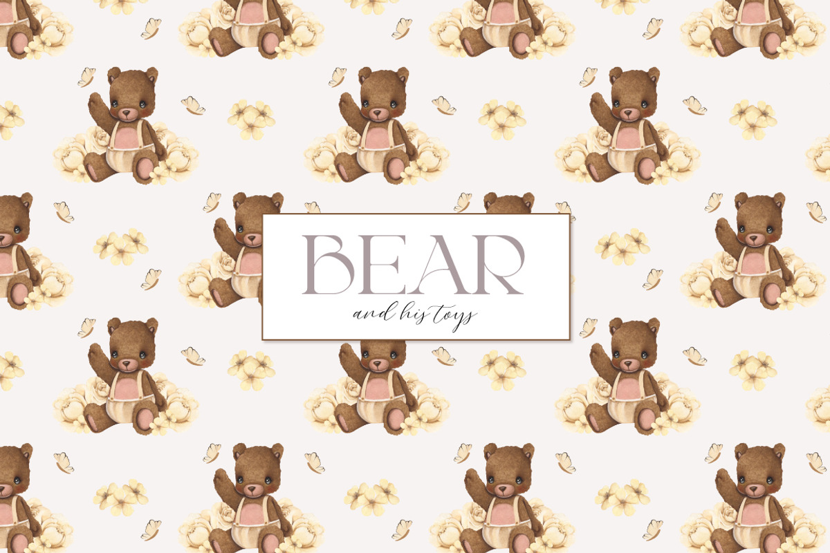 Bear and His Toys Animals Watercolor, an Animal Illustration by ViktoriyaD (Photo 9 of 9)