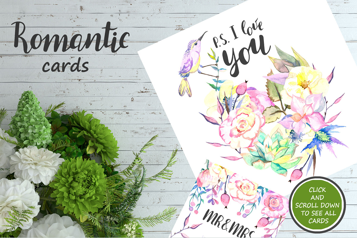 Romantic garden. Watercolor design, an Illustration by Kseniya_design (Photo 5 of 10)