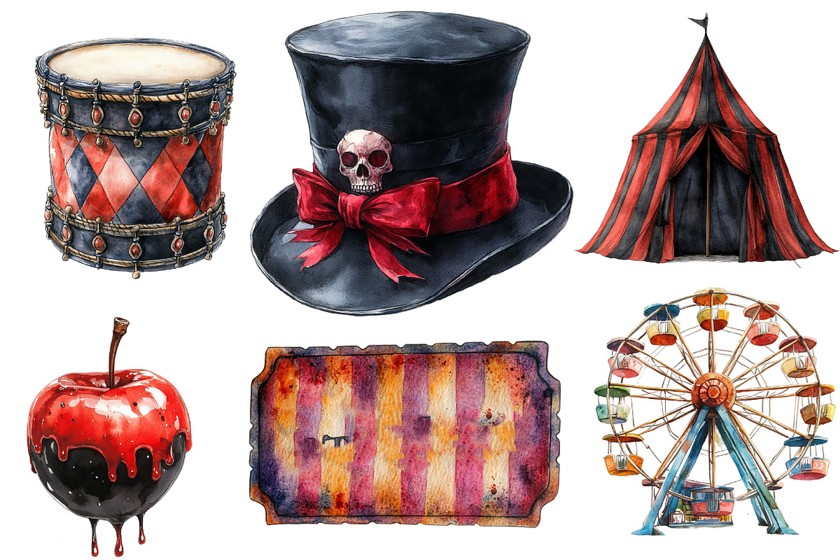 Spooky Circus Clipart, an Illustration by Designworld (Photo 2 of 6)