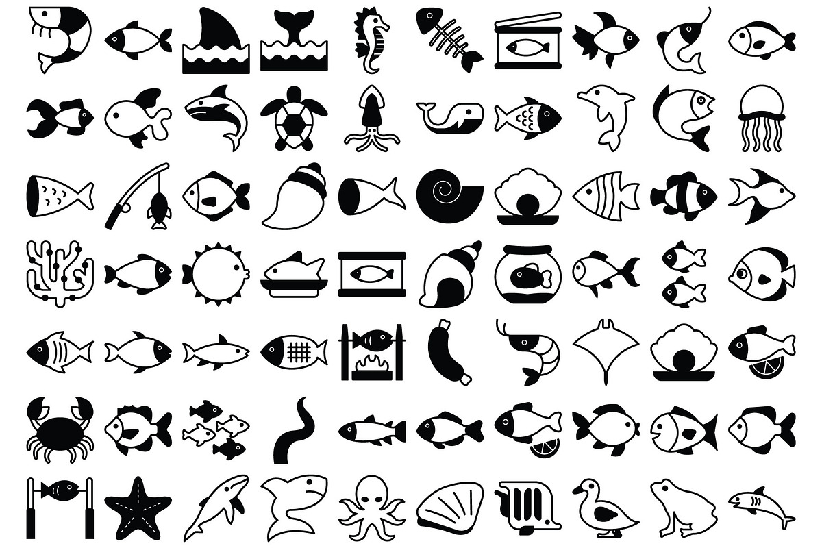 Premium Sea Food Vector Icons, an Outline Icon by Vector Portal (Photo 3 of 6)
