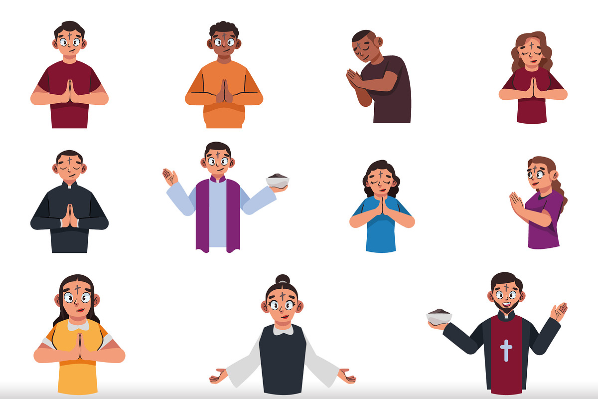 Ash Wednesday Illustration Set