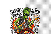 Alien playing an electric guitar., a Decorative Illustration by yod67 (Thumbnail 2 of 6)