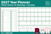 Year Planner 2027 (YP025-27-R), a Stationery Template by mikhailmorosin (Thumbnail 1 of 5)