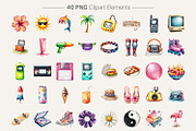 90s Retro Spring Break PNG Bundle, an Illustration by Artnoy (Thumbnail 2 of 8)