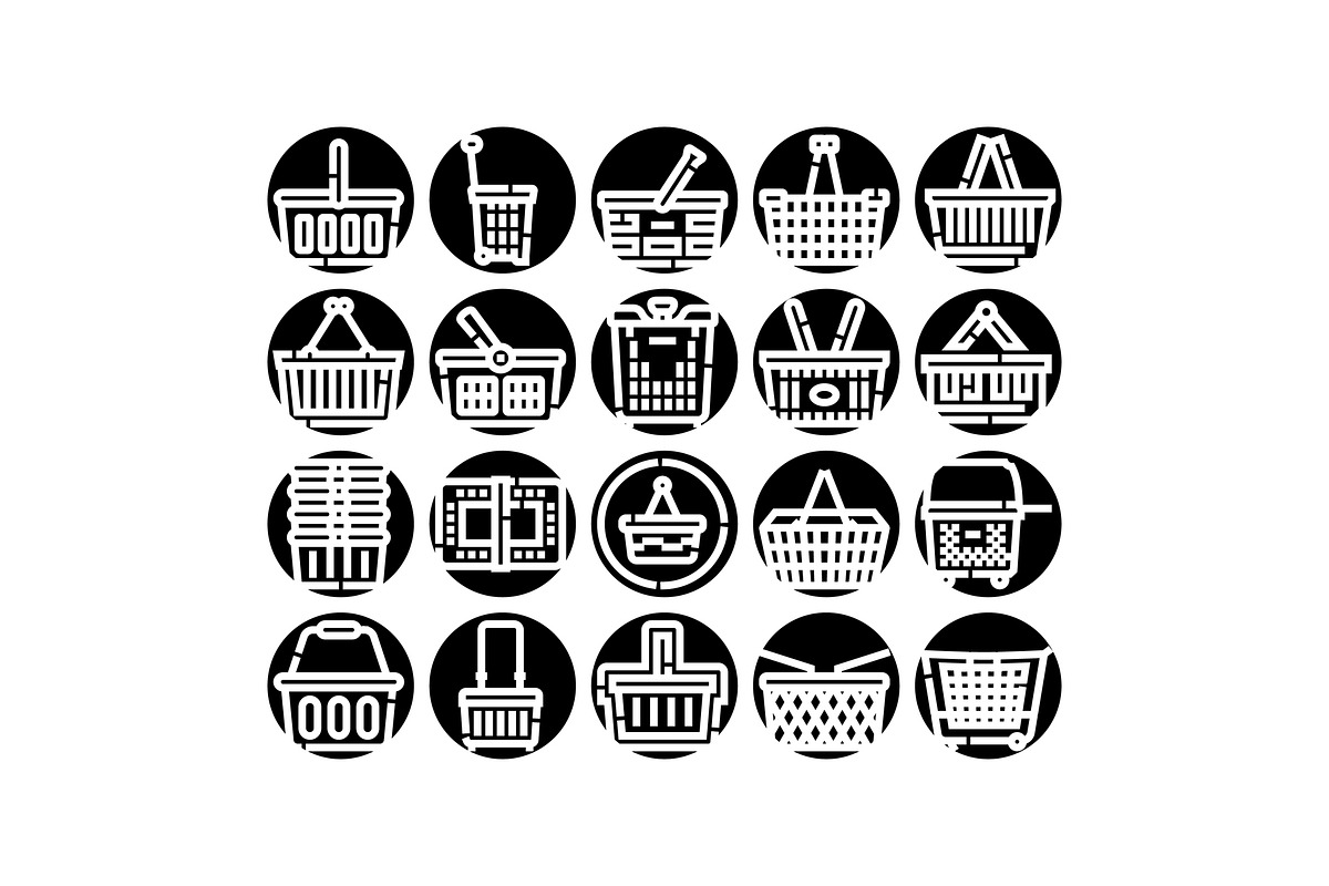Shopping baskets and carts icon set, an Object Graphic by pikepicture (Photo 1 of 3)