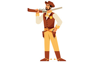 Cowboy Flat Design On White