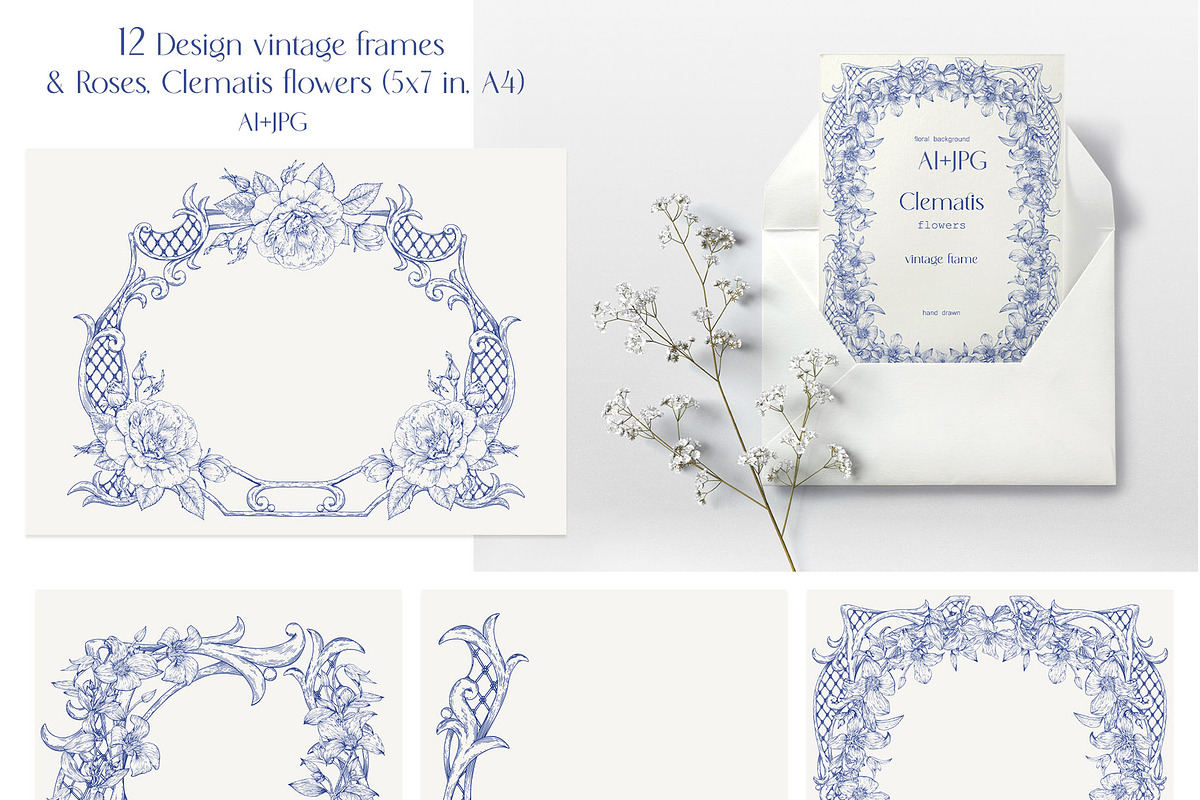 Vintage baroque frames Toile Vector, a Decorative Illustration by ON_lineart_store (Photo 4 of 10)