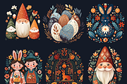 Watercolor Easter Folk Art Clipart, a Seasonal Illustration by GiraffeCreative (Thumbnail 7 of 9)