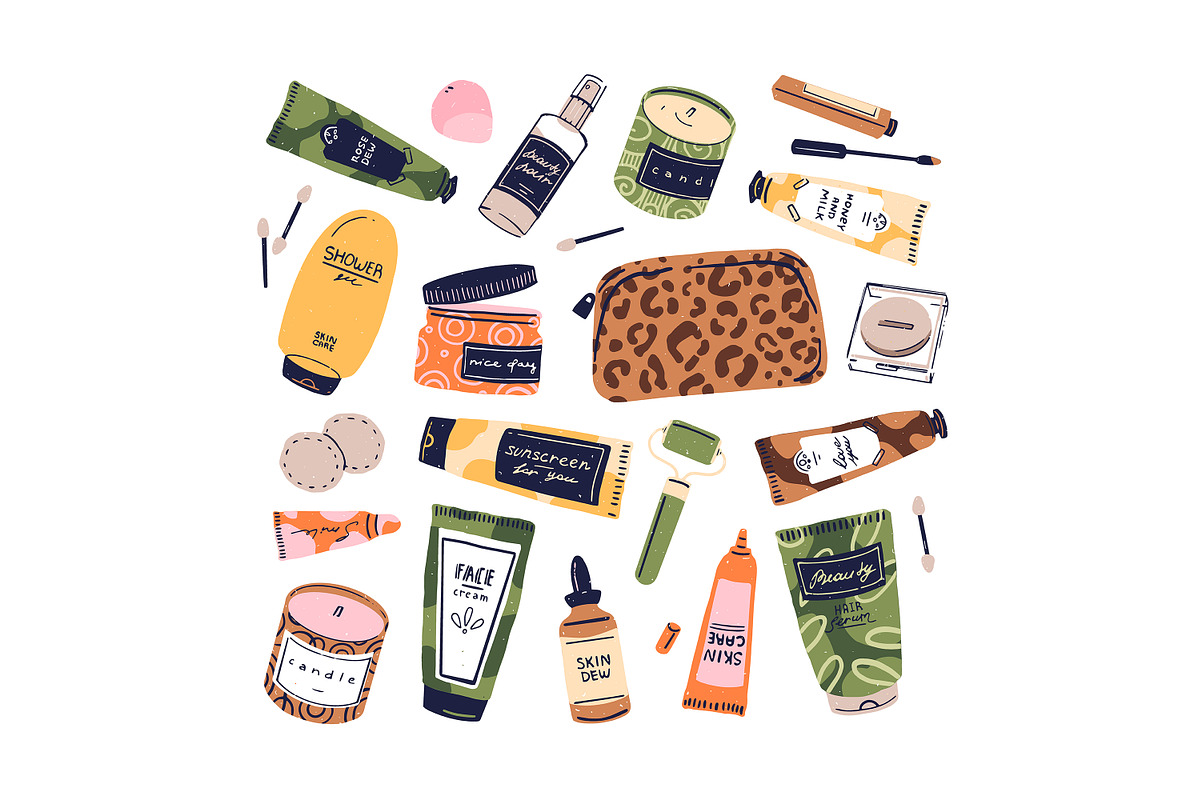 Beauty products set + templates, an Object Illustration by PaperTrident (Photo 4 of 10)