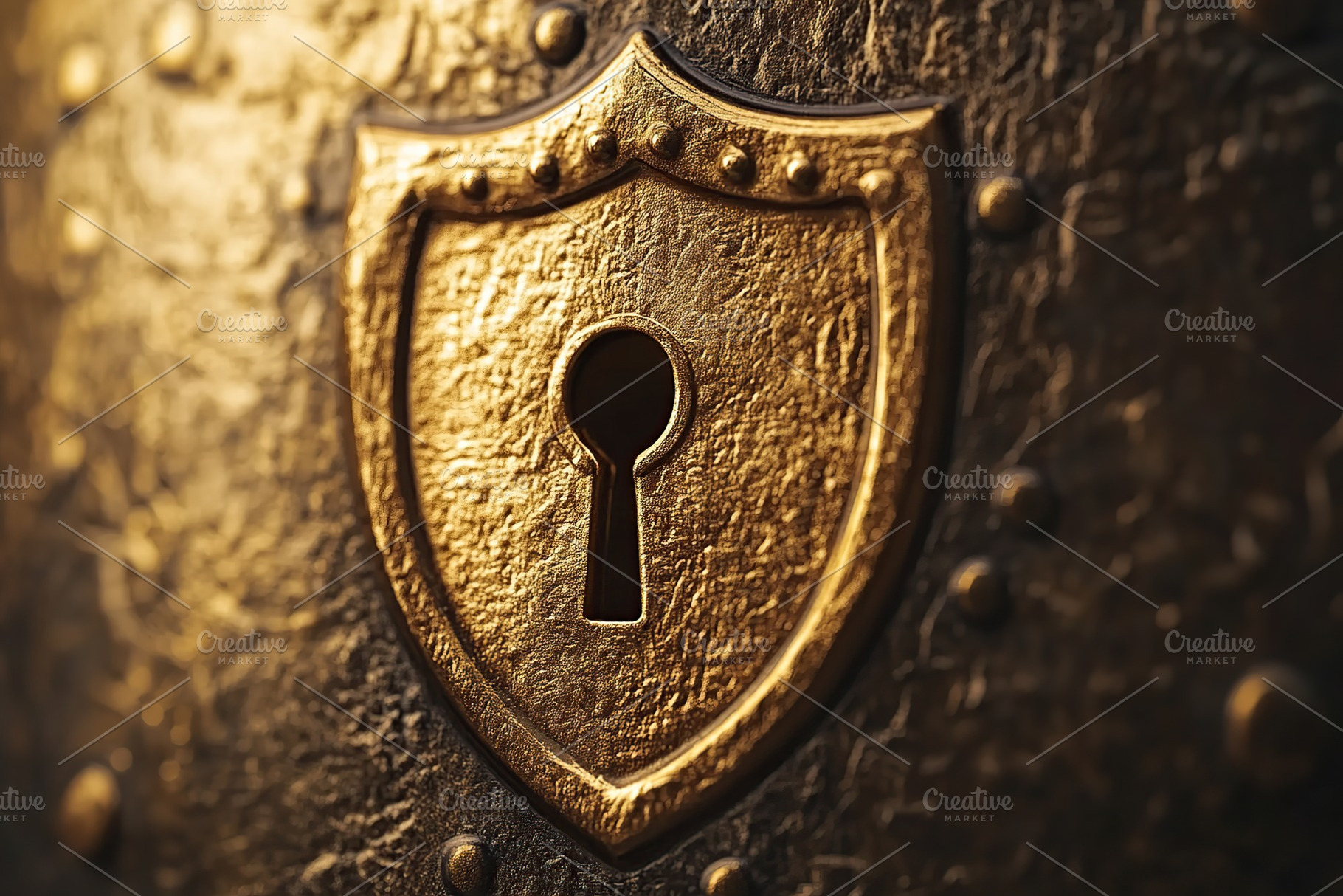 Security shield with a keyhole design highlighting protection and safety featur, a Business Photo by AlyaAnd