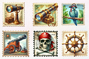 Nautical Pirates Postage Clipart, an Illustration by CreationArt (Thumbnail 2 of 5)