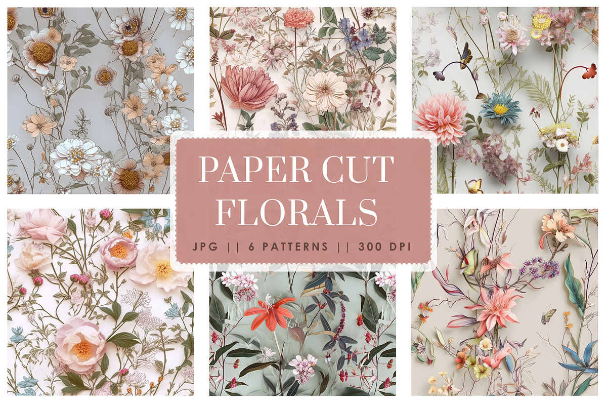 Paper Cut Floral Pattern Set, a Pattern Graphic by Ninterints (Photo 1 of 14)
