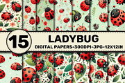 Ladybug Patterns Digital Papers, a Pattern Graphic by Dizzy Art Studio (Thumbnail 1 of 3)