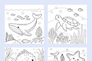 50 Printable Ocean Coloring Pages, an Animal Illustration by LikaYu (Thumbnail 2 of 9)