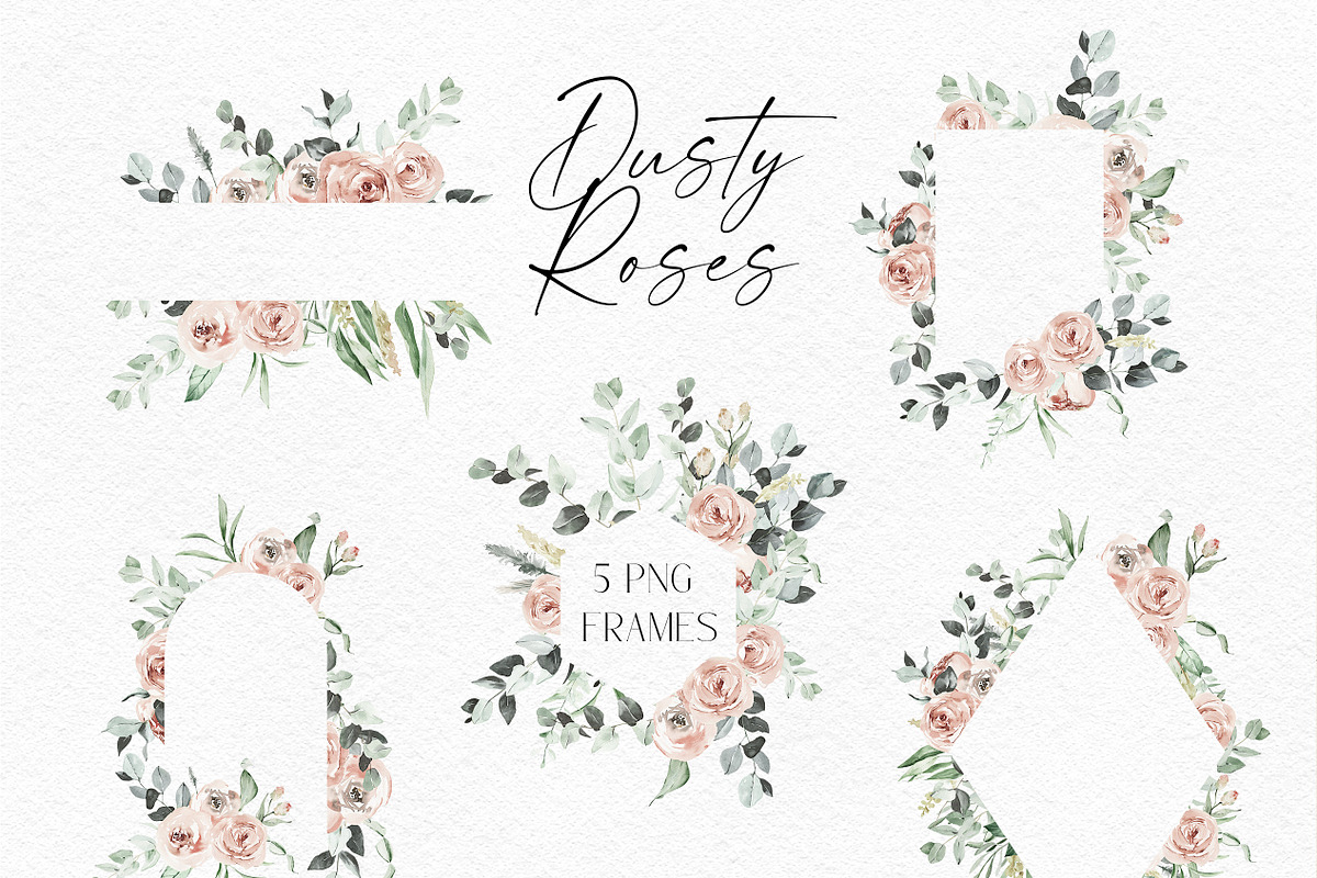 Dusty Roses Boho Watercolor, an Object Illustration by Olga Koelsch (Photo 3 of 13)