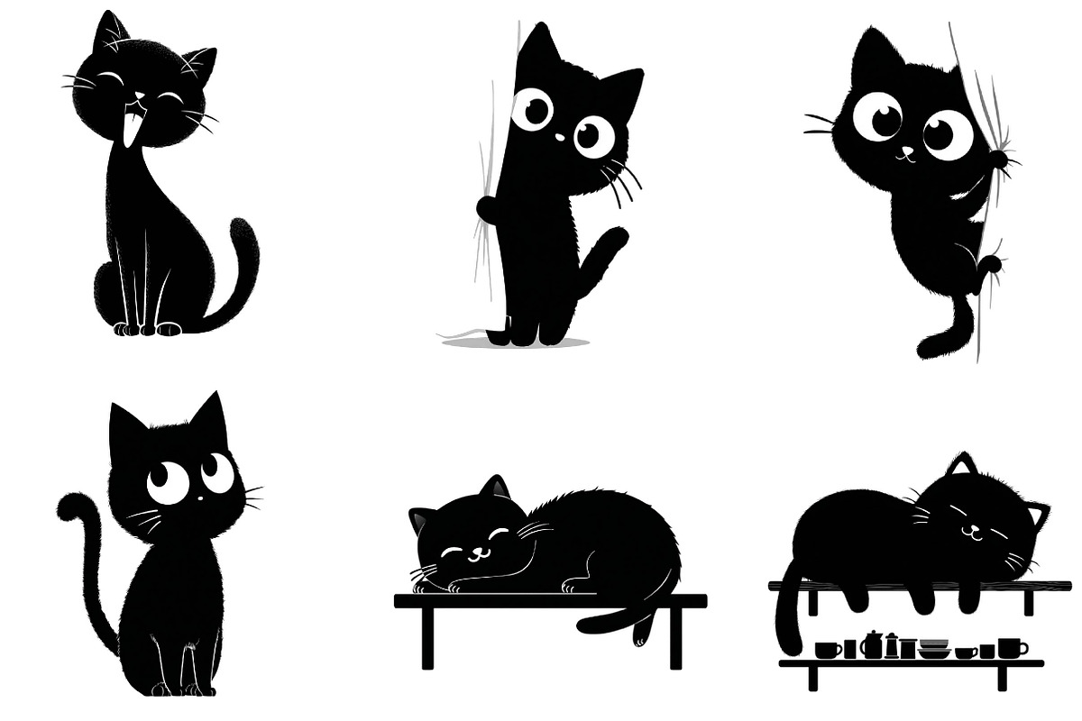 Funny Quirky Cat Clipart, an Illustration by CreationArt (Photo 2 of 5)
